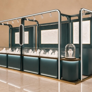 Teal Metal Frame Mall Jewelry Kiosk | LED Light Mall Pearl Jewelry Retail Kiosk - SUNZEN 2 Teal Metal Frame Mall Jewelry Kiosk | LED Light Mall Pearl Jewelry Retail Kiosk - SUNZEN