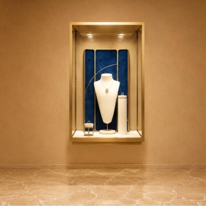Wall Jewel Vitrine | Gold Frame Wall Mounted Booth - Sunzen 2 Wall Jewel Vitrine | Gold Frame Wall Mounted Booth - Sunzen