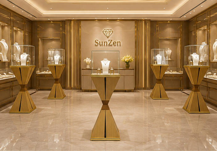 Real Installation Shot In Art Luxury Fine Jewelry Boutique Window Front