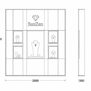 Jewelry Fabric Wall Cabinet | Beige Gold Trim Five Niche Brand Display Backdrop – Sunzen 3 Jewelry Fabric Wall Cabinet CAD Drawing