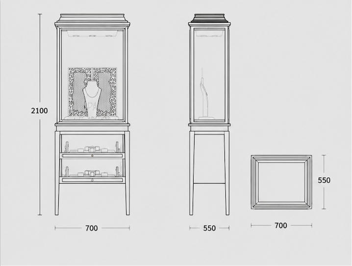 Jewelry Tall Display Stand CAD Structural Drawing
