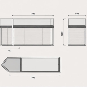 Combined Jewelry Corner Showcase | Wood Grain L-Type Retail Jewelry Cabinet - SUNZEN 4 L-Shaped Combined Corner Cabinet & Glass Counter CAD Drawing