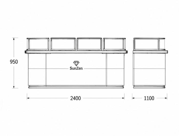 Jewelry Oval Island Counter CAD Drawing
