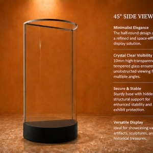 Curved Wall Mount Museum Display Case | Slim Arc Glass Museum Wall Vitrine - SUNZEN 3 Curved Wall Mount Museum Display Case Arc Glass Wall Vitrine Render