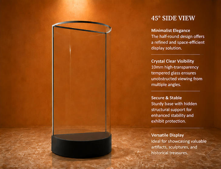Curved Wall Mount Museum Display Case Arc Glass Wall Vitrine Render