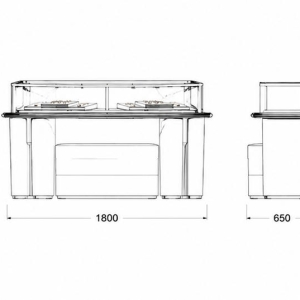 Jewelry Curved Island Counter | Cream Gold Frame Glass Display Table – Sunzen 3 Jewelry Curved Island Counter CAD Drawing