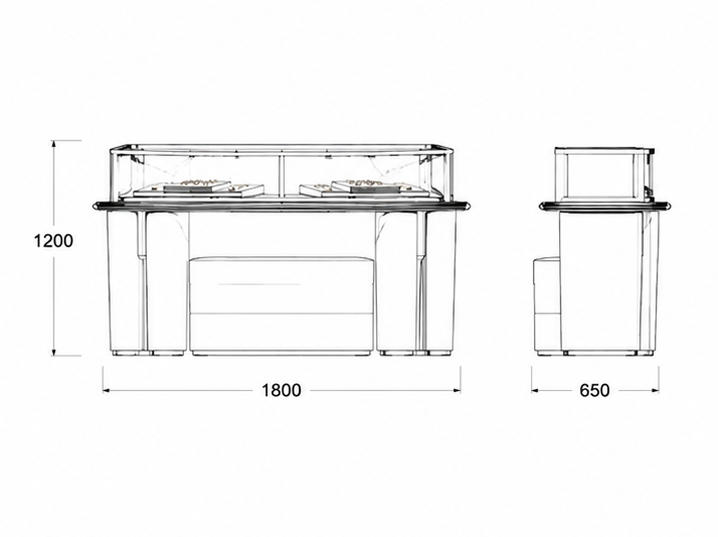 Jewelry Curved Island Counter CAD Drawing