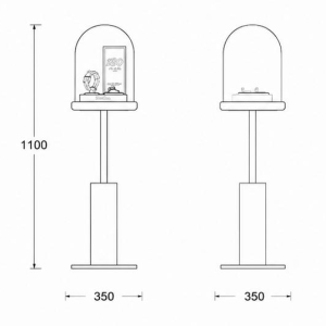 Jewelry Dome Top Pedestal Stand | Gold Pole Round Dome Watch Display Tower – Sunzen 3 Jewelry Dome Top Pedestal Stand CAD Drawing