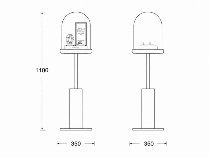 Jewelry Dome Top Pedestal Stand CAD Drawing