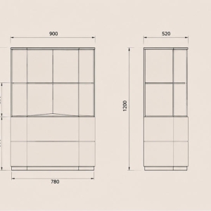 Double Layer Hexagon Jewelry Corner Showcase | Vertical Wall Corner Jewelry Cabinet - SUNZEN 4 Hex Wall Corner & Double Layer Shelf CAD Drawing