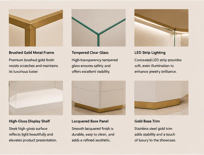 Hex Glass & Double Layer Shelf Cabinet Close-up