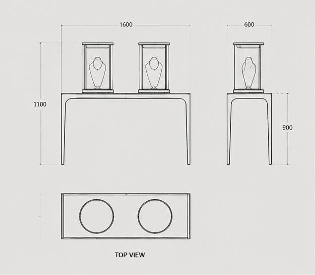 Jewelry Dual Cylinder Display Table CAD Structural Drawing