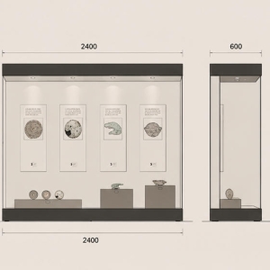 Dual-Layer Wall Vitrine | Hanging Plaque Booth Tier Podium Case Multi-Item Wall Unit Layered Metal Cabinet 3 CAD layout dual-layer wall vitrine hanging plaque booth tier podium case multi-item wall unit layered metal cabinet dimension drawing