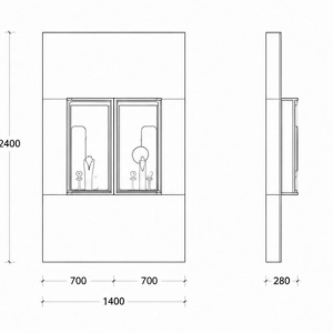Dual Recess Niche Wall | Double Gold Frame Vitrine Blue Velvet Accent Panel Three Band Cream Wall Divided Gem Backdrop Unit 3 CAD layout dual recess niche wall double gold frame vitrine blue velvet accent panel three band cream wall divided gem backdrop unit dimension drawing