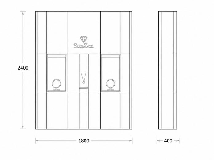 Segmented Fabric Display Wall CAD Design Drawing