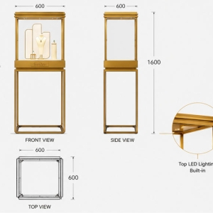 Jewelry Full Gold Cube Pedestal Display Tower | Light Metal Vertical Showcase – Sunzen 3 Jewelry Full Gold Cube Pedestal Display Tower CAD Structural Drawing