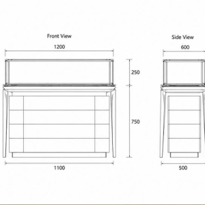Gold Frame Jewelry Vitrine | Drawer Base Retail Booth Rectangle Glass Top Case Under Cabinet Light Unit Luxury Gem Display Cabinet 4 CAD layout gold frame jewelry vitrine drawer base retail booth rectangle glass top case under cabinet light unit luxury gem display cabinet dimension drawing