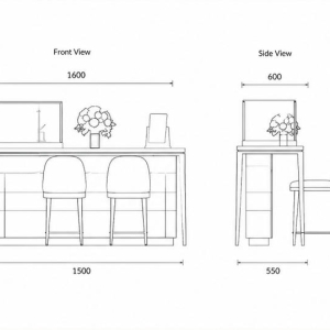 Gold Consultation Counter | Built-In Side Cabinet Match Gold Stool Set Tabletop Mini Vitrine Jewelry Client Booth 3 CAD layout gold consultation counter built-in side cabinet match gold stool set tabletop mini vitrine jewelry client booth dimension drawing