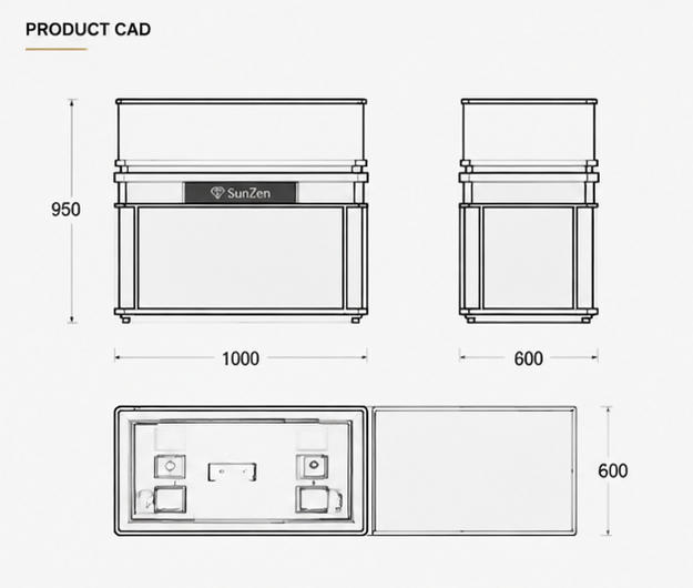 Jewelry Gold Trim Rectangular Display Counter CAD Drawing