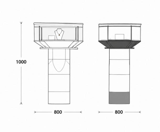 Jewelry Round Cylinder Pedestal CAD Drawing