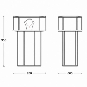 Jewelry Hexagon Pedestal Showcase | Light Wood Gold Frame Tall Display Tower – Sunzen 3 Jewelry Hexagon Pedestal Showcase CAD Drawing