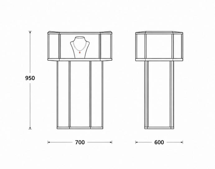 Jewelry Hexagon Pedestal Showcase CAD Drawing