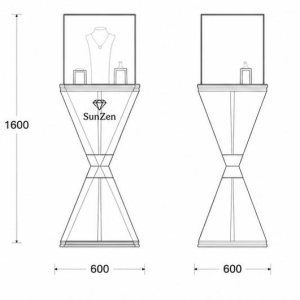 Jewelry Hourglass Pedestal Stand | Gold Wood Square Glass Display Tower – Sunzen 3 Jewelry Hourglass Pedestal Stand CAD Drawing