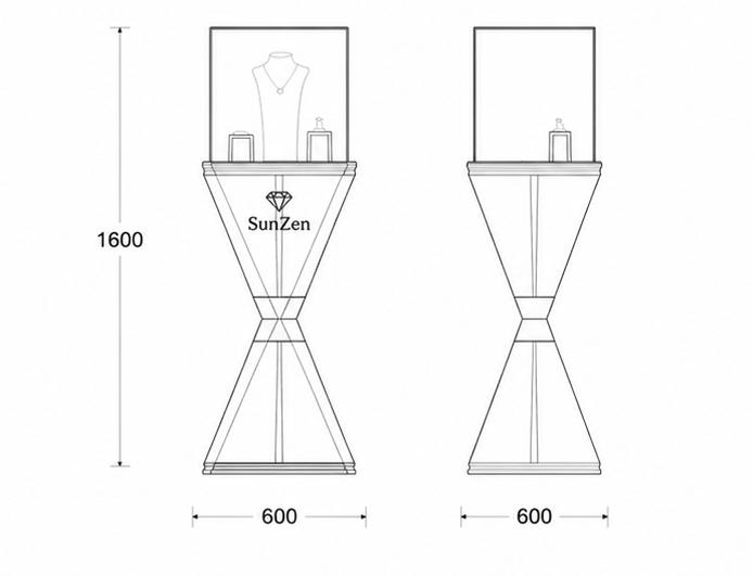 Jewelry Hourglass Pedestal Stand CAD Drawing