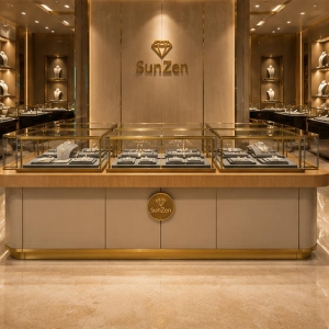 Real Installation Shot In Large Luxury Fine Jewelry Flagship Store Central Zone