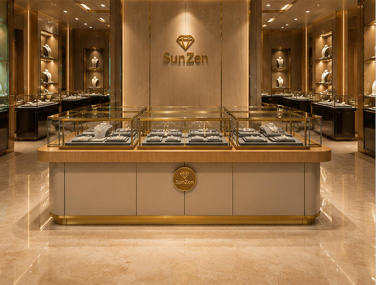 Real Installation Shot In Large Luxury Fine Jewelry Flagship Store Central Zone