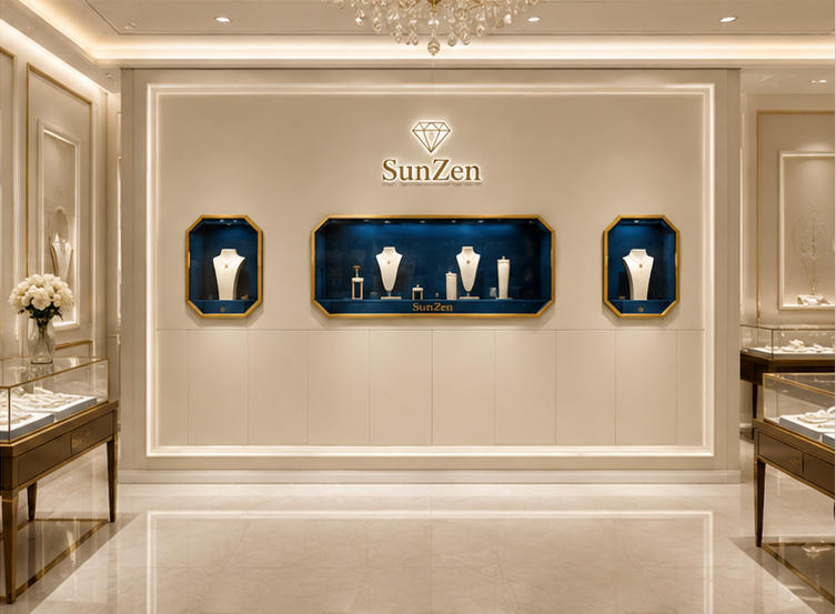 Real Installation Shot In High-End Luxury Jewelry Boutique
