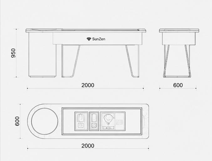 Jewelry Marble Oval End Recessed Glass Display Counter CAD Drawing
