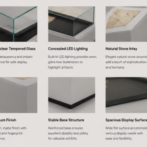 Flat Map Vitrine | Tilt Side Booth Dark Base Horizontal Case Document Heritage Unit Top Open Paper Cabinet 5 Material photo seamless matte white outer cabinet, thin black bottom trim, soft dark archival mat for dark base horizontal case document heritage unit