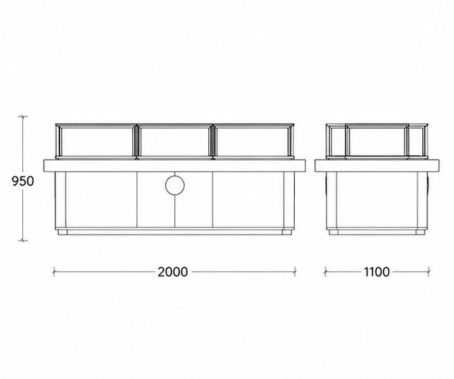Jewelry Multi Compartment Island Counter CAD Drawing