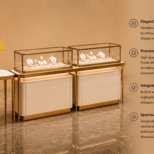 Decor Jewelry Table | Gold Jewel Counter - Sunzen 5 45 render gold jewel counter decor jewelry table side accent table cream jewel cabinet feature labels