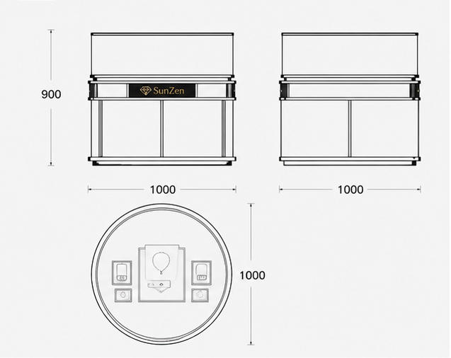 Jewelry Round Gold Frame Rotatable Display Counter CAD Drawing