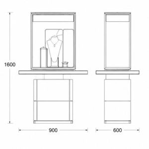 Jewelry Single Tower Display Stand | Gold Frame Blue Backdrop Pedestal Showcase – Sunzen 3 Jewelry Single Tower Display Stand CAD Drawing