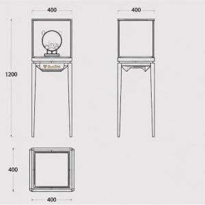 Jewelry Ultra Slim Four-Leg Square Cube Display Pedestal CAD Drawing