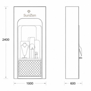 Matte Gold Jewelry Tower CAD Drawing