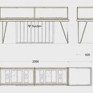 Jewelry Split Leg Wave Panel Long Display Counter CAD Drawing