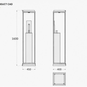 Jewelry Tall Square Glass Pedestal CAD Drawing