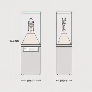 Tall Vertical Artifact Vitrine | Pedestal Museum Plinth Upright Heritage Kiosk – Sunzen Display 5 CAD layout drawing of tall vertical artifact vitrine pedestal museum plinth single statue display stand dimension marking