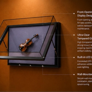 Wall Mount Museum Display Case | Front Hydraulic Flip Art Showcase - SUNZEN 3 Wall Mount Museum Display Case Hydraulic Flip Render