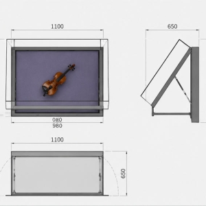 Wall Mount Museum Display Case | Front Hydraulic Flip Art Showcase - SUNZEN 4 Front Flip Hydraulic Structure CAD Drawing of Wall Museum Display Case