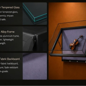 Wall Mount Museum Display Case | Front Hydraulic Flip Art Showcase - SUNZEN 5 Material & Hydraulic Flip Component Close-up of Wall Mount Museum Display Case