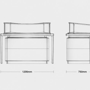 Curved Jewel Island | Semicircle Kiosk Unit Wave Metal Frame - Sunzen 6 CAD drawing curved jewel island semicircle kiosk unit wave metal frame raised tier plinth rounded drawer base dimension layout