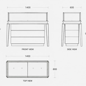 Jewelry White Triple Drawer Gold Frame Display Counter CAD Structural Drawing
