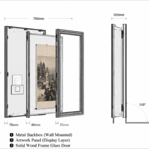 Museum Wall Display Case | Side Hinge Wood Frame Scroll Exhibition Cabinet - SUNZEN 4 Museum Wall Display Case Dual-Layer Side Hinge Mechanical CAD Drawing