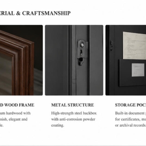 Museum Wall Display Case | Side Hinge Wood Frame Scroll Exhibition Cabinet - SUNZEN 5 Museum Wall Display Case Wood Frame & Side Hinge Component Close-up