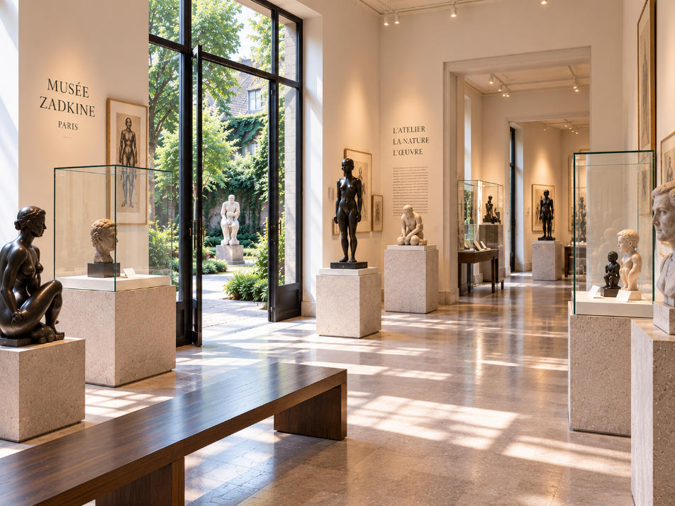 musee-zadkine-paris-sculpture-museum-display-cases